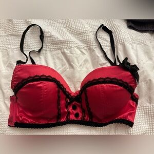 PrettyLittleThing Pink and Black Lace Bra